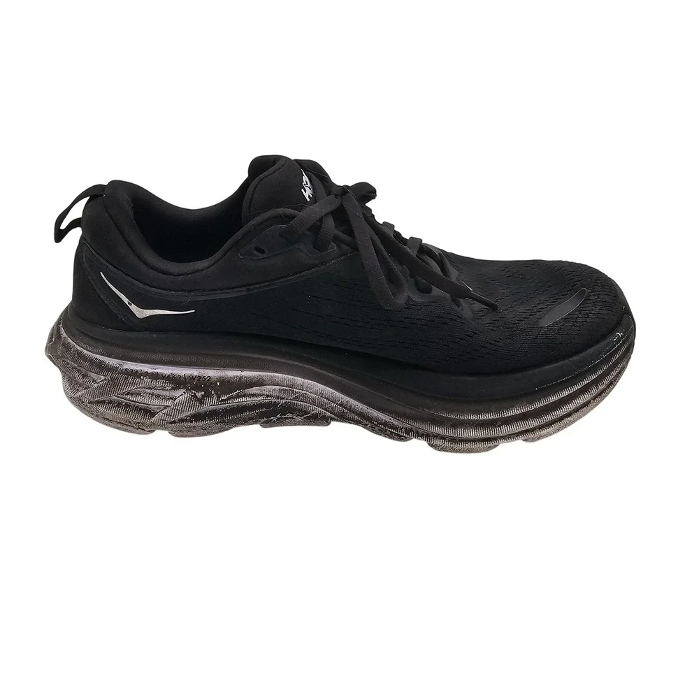 Hoka One One Bondi 8 Shoes Womens Size 7.5‎ Black Running Sneakers 1127952-BWHT